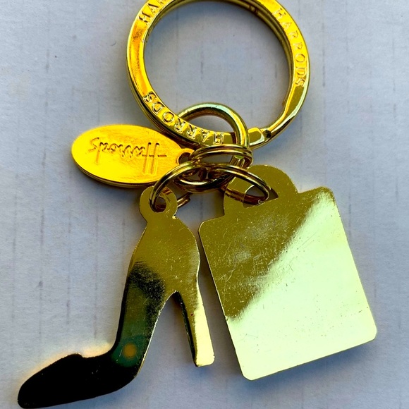 Harrods Accessories English Harrods Logo Bag Charm Keyring Gold Metal